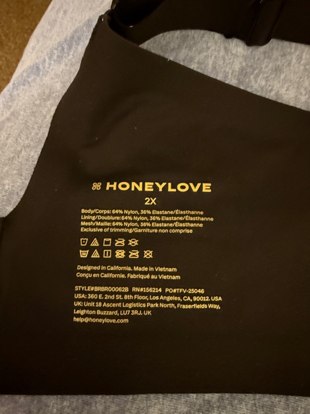 Honeylove Black Crossover Bra Size 2X New with Tags - Picture 3 of 16